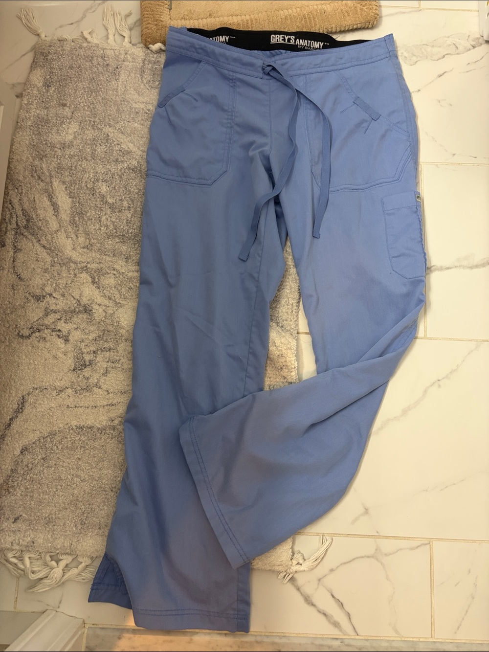 Grey's Anatomy Slate-Blue Boot Cut Scrub Pants with Drawstring Waist